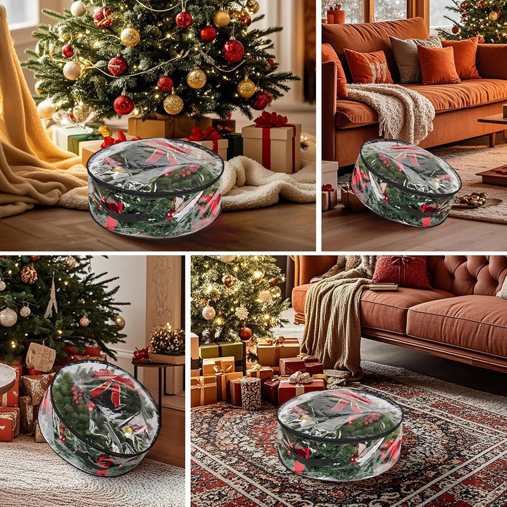 Transparente Aufbewahrungstasche für Weihnachtskranz, Girlande, wasserdicht, Weihnachtsdekoration, O