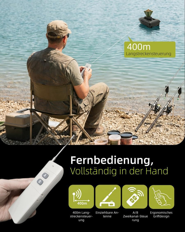 Rotierender Köderverteiler für Köderboote, Streureichweite 8 m, Zubehör für das Karpfenangeln, schne