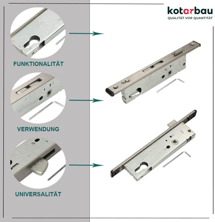 KOTARBAU® Rohrrahmenschloss 92 mm Dornmass 30 mm C-Stulp Edelstahl Einsteckschloss Türschloss Haustü