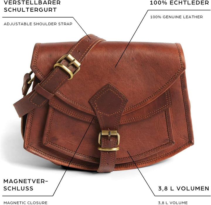 LEABAGS Leder Handtasche Damen I Premium Echtleder Umhängetasche I Damen Schultertasche I Damentasch