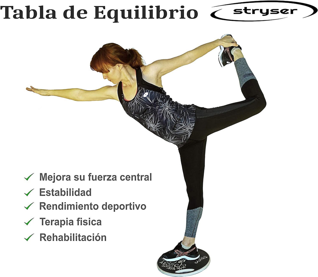 STRYSER Balance Board aus Holz - Gleichgewichtstrainer, Bewegungskreisel für Physiotherapie inkl. Th
