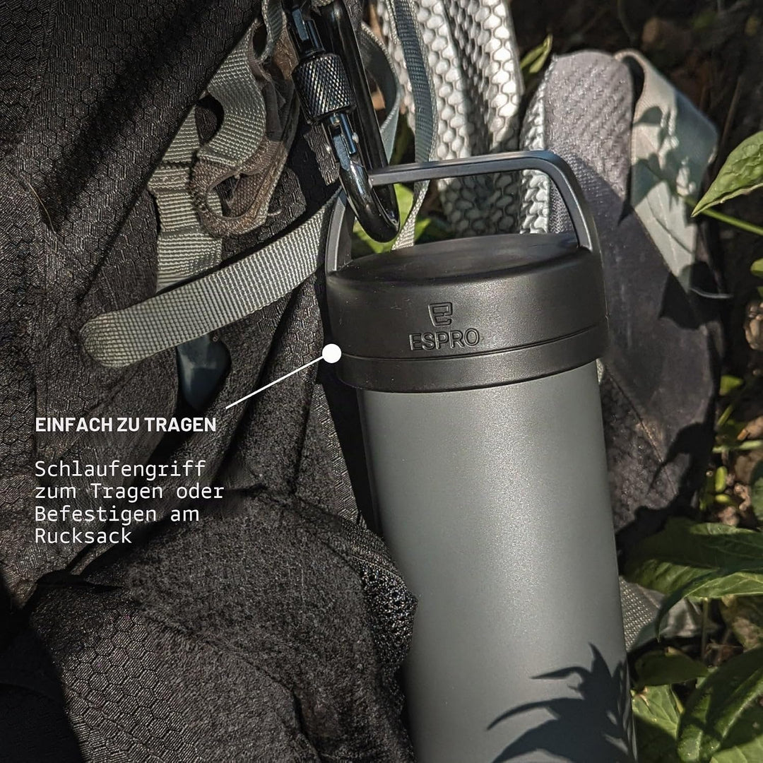 ESPRO Reise French Press Ultralight, Mini Coffee Maker mit Thermo-Funktion, 475ml, schwarz Schwarz K