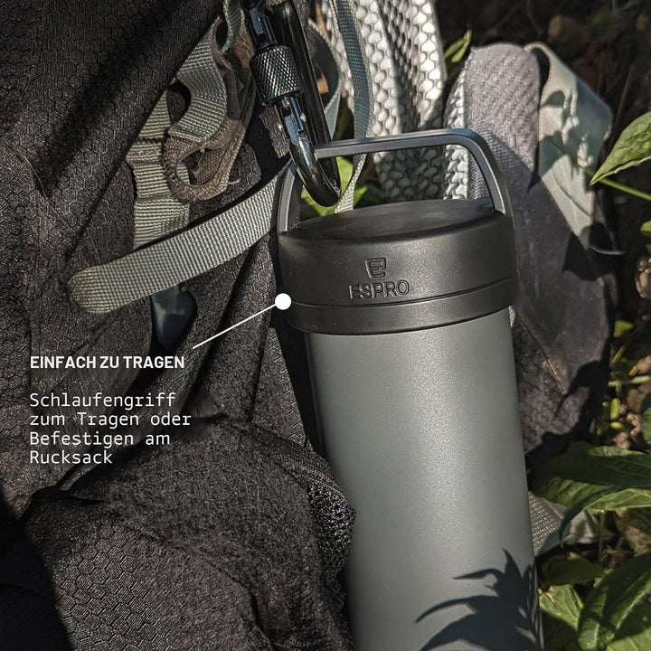 ESPRO Reise French Press Ultralight, Mini Coffee Maker mit Thermo-Funktion, 475ml, schwarz Schwarz K