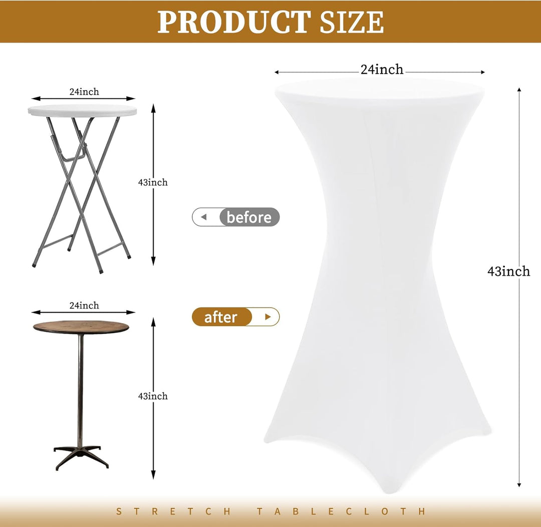 Showgeous 10er-Set Stretch Stehtisch Husse für Bistrotisch Ø 60-65 cm,Hussen Stehtische Weiss 60 cm,