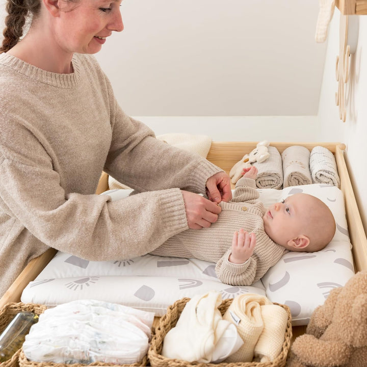 Ehrenkind® Abwaschbare Wickelauflage - Hygienisch, Sicher und Vielseitig in Hellblau | Wickelauflage