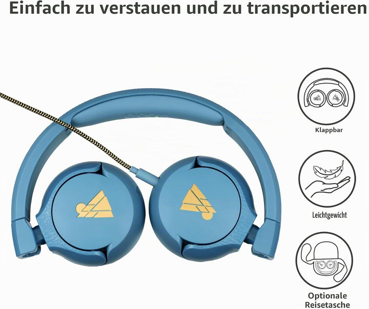 POGS-Kinderkopfhörer mit Kabel | The Elephant 2 | Faltbarer robuster Kinderkopfhörer ab 3 Jahren | L