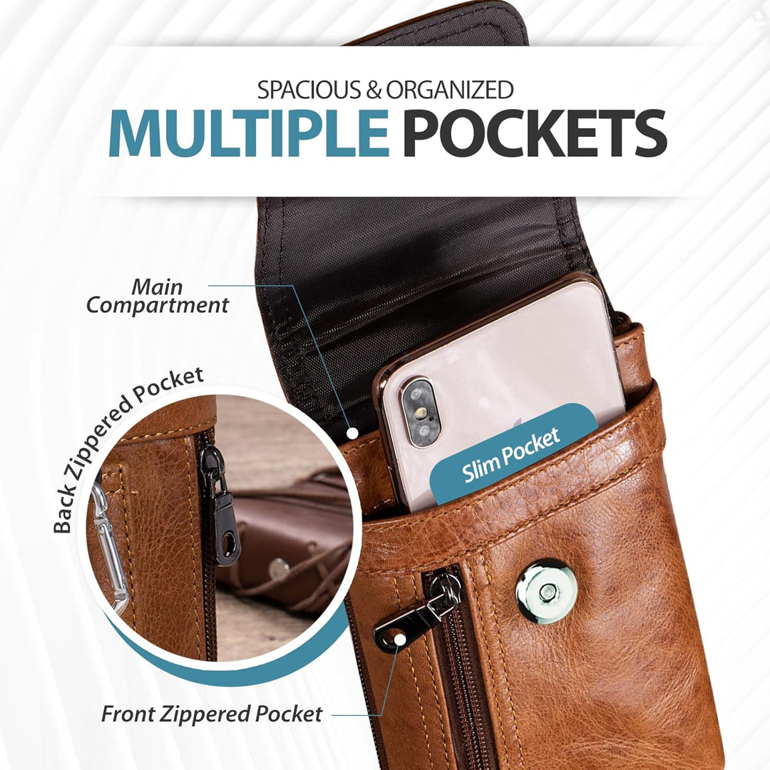Hengwin Leder Handy Gürteltasche Herren für iPhone 15 14 13 12 11 Pro Max, Handyhalterung Gürtel Han