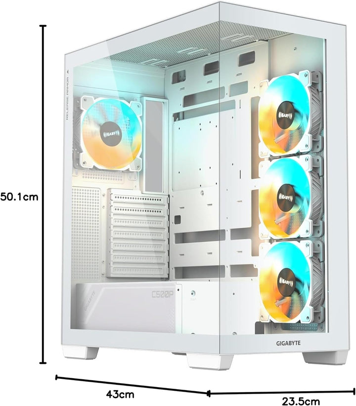 Gigabyte C500 Panoramic Stealth ATX Mid Tower gehärtetes Glas RGB Fusion PC-Gehäuse - Schwarz - GB-C