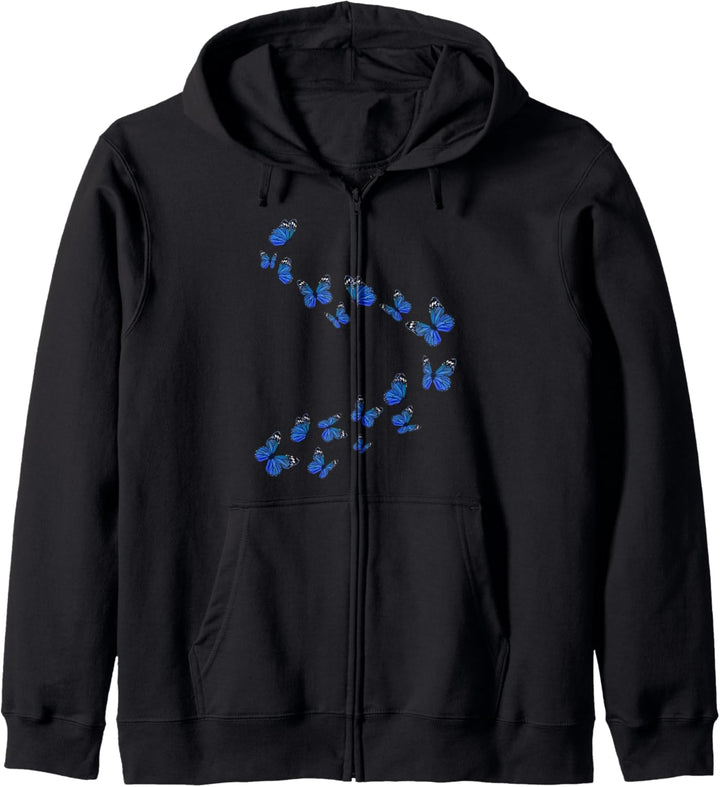 Mädchen Schöne Schmetterling Blaue Schmetterlinge Kapuzenjacke