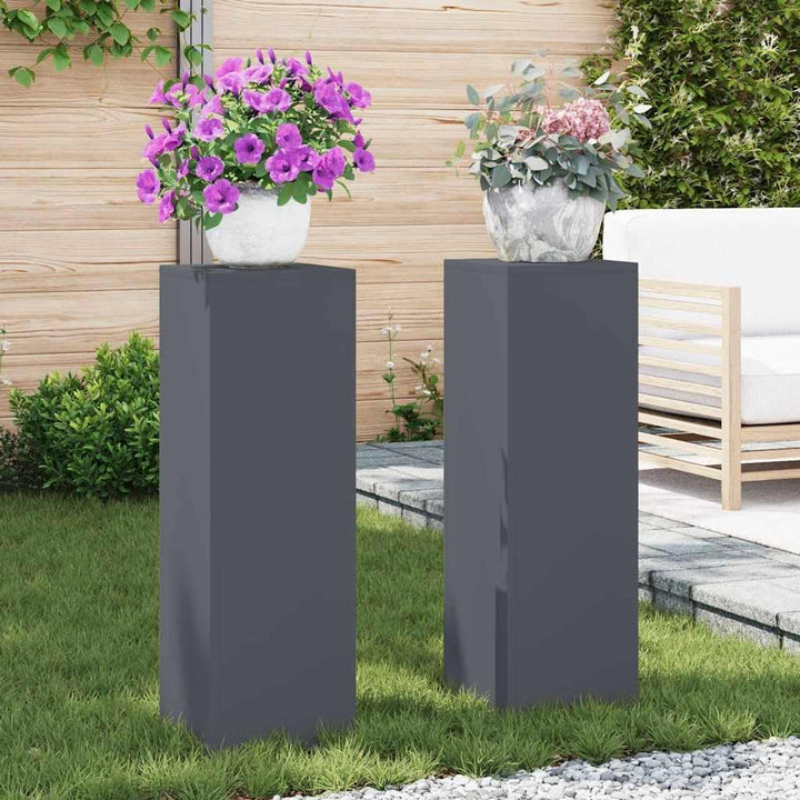 vidaXL Pflanzenständer 2 pcs Anthrazit 24 x 24 x 75 cm Stahl, Garten und Terrasse, moderner Pflanzen