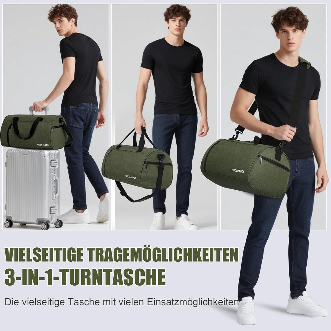 Sporttaschen für Damen und Herren, 25L Reisetasche Duffel Bag Übernachtungstasche mit Schuhfach & Na
