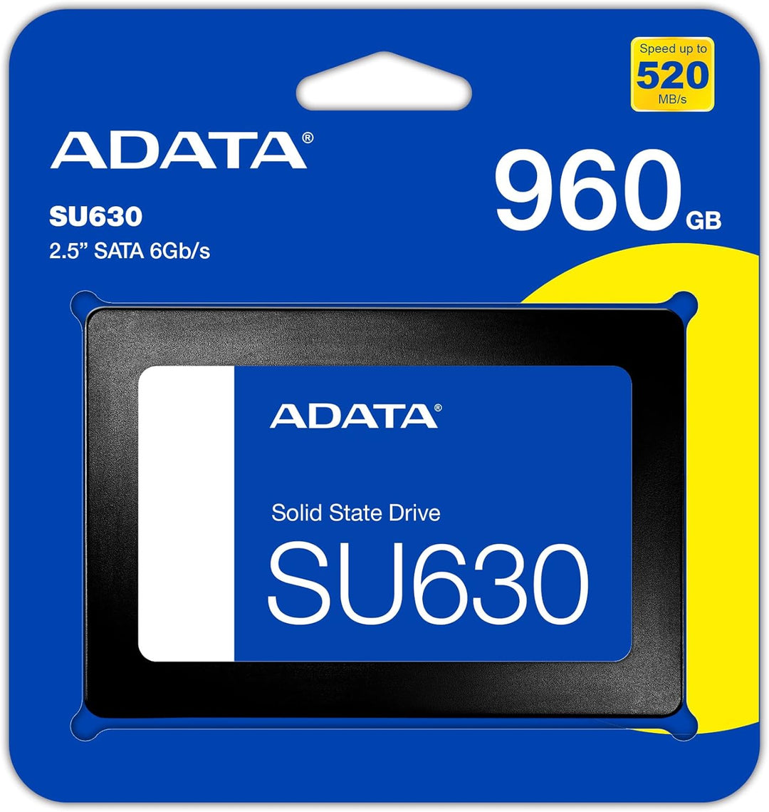 ADATA Ultimate SU630 - 960 GB, interne Solid-State-Drive mit QLC-3D-NAND-Flash, 2.5 Zoll, schwarz, 9