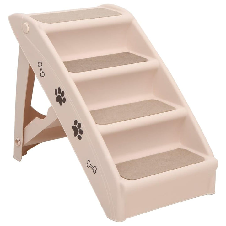 vidaXL Hundetreppe Klappbar Creme Haustiertreppe Katzentreppe Einstiegshilfe, Creme