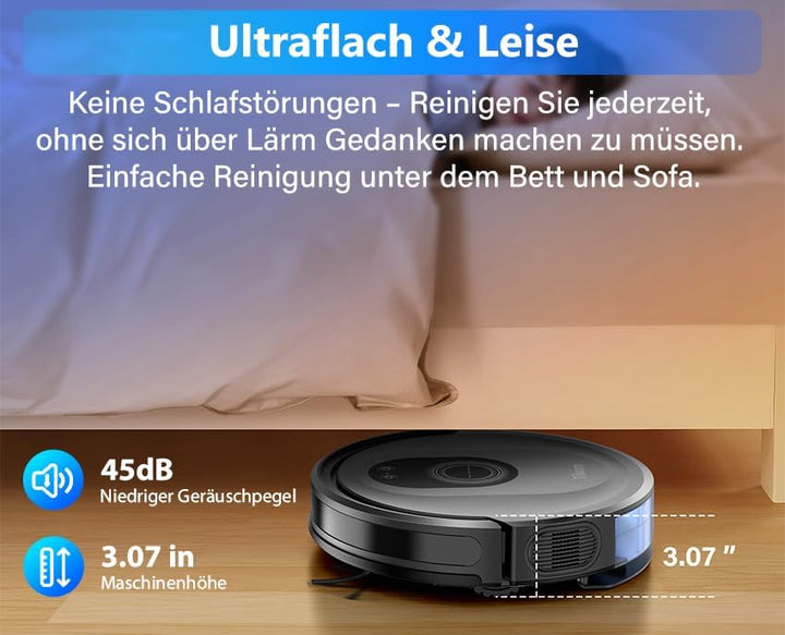 Tikom Saugroboter mit Wischfunktion 2 in 1, G8000 Max Staubsauger Roboter, 5000Pa Starke Saugkraft R