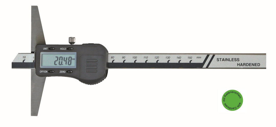 CNC QUALITÄT Digital Tiefen-Messschieber - Messbereich 300 mm - Brückenlänge 150 mm - DIN 862 - kali