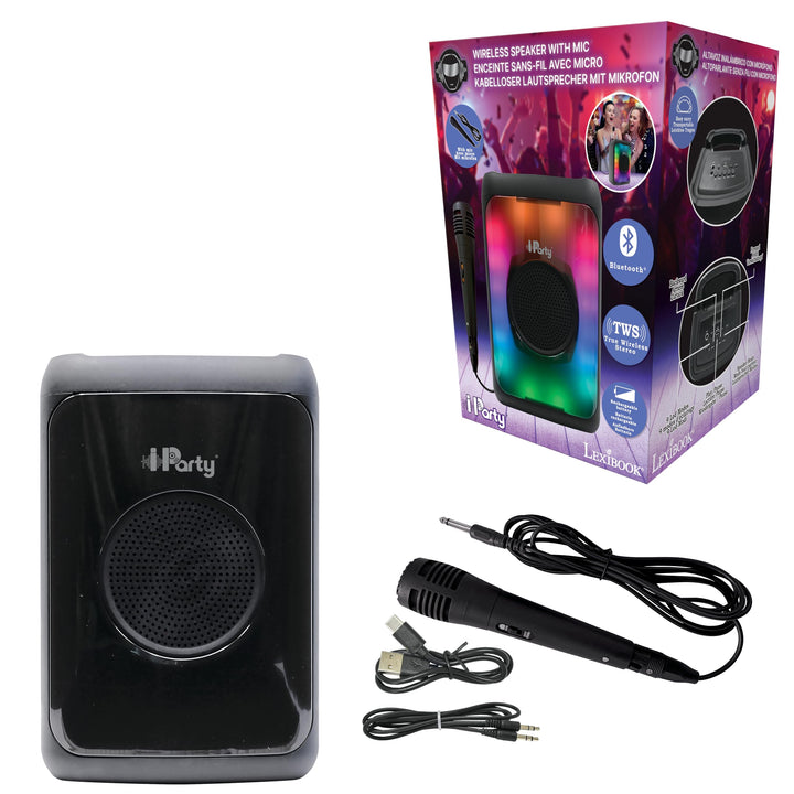 Lexibook, iParty®, Tragbarer Bluetooth®-Lautsprecher mit Mikrofon, Leistungsstarke Lautstärke, Mehrf