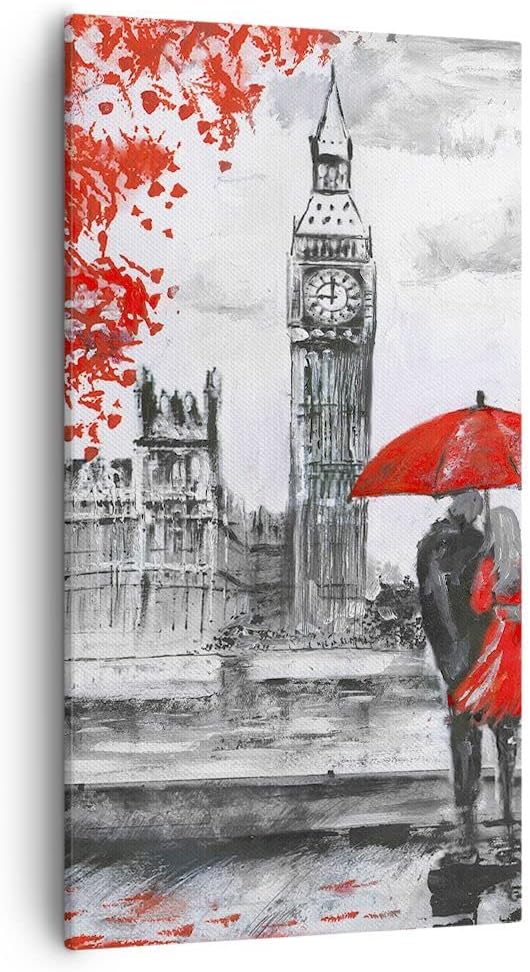 Bilder auf Leinwand 55x100cm Leinwandbild mit Rahmen London Architektur big ben Gross Wanddeko Bild