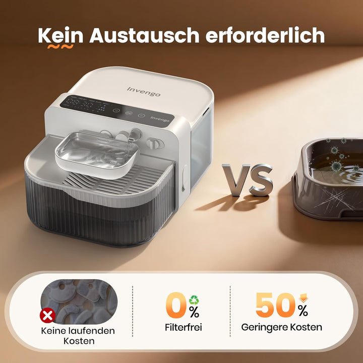 Kabelloser Katzenbrunnen, 3.5L Innovativer Trinkbrunnen mit Abwasser-Trennungs-System ohne Filterwec