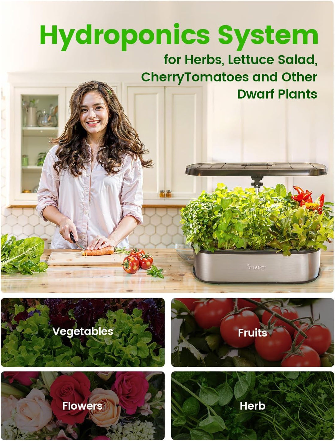 LETPOT LPH-SE WiFi Hydroponisches Anzuchtsystem, 12 Hülsen Smart Herb Garden Kit für Innenräume, Ind
