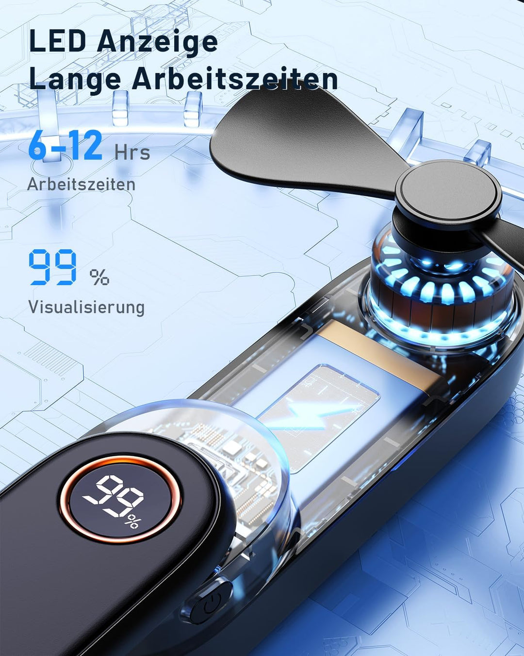 SWEETFULL 11.4cm Tragbarer Mini Ventilator leise, 3 IN 1 Handventilator Akku Aufladbar, Kleiner Tasc