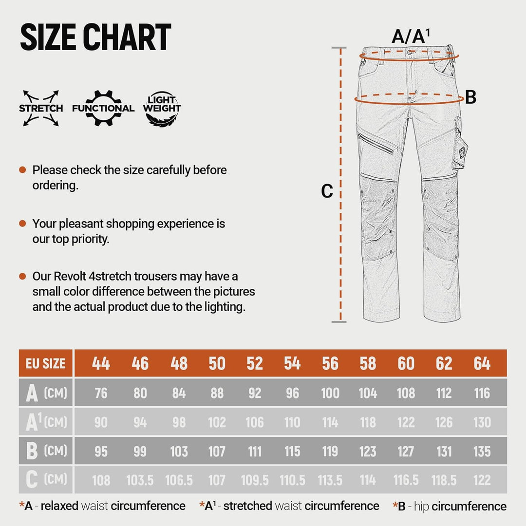 Revolt 4Stretch Arbeitshosen Männer - Cargohose Herren Mit Stretch - Elastische Arbeitshosen Männer
