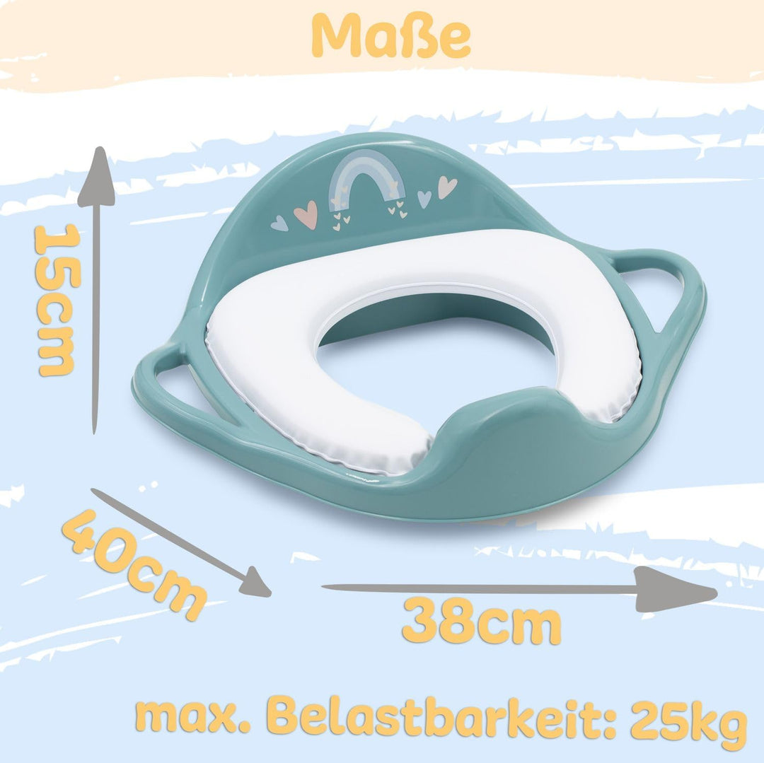 Kinder Toilettensitz mit Sitzpolsterung und Griffen! Toilettenaufsatz für Kinder ab 2 Jahre mit Anti