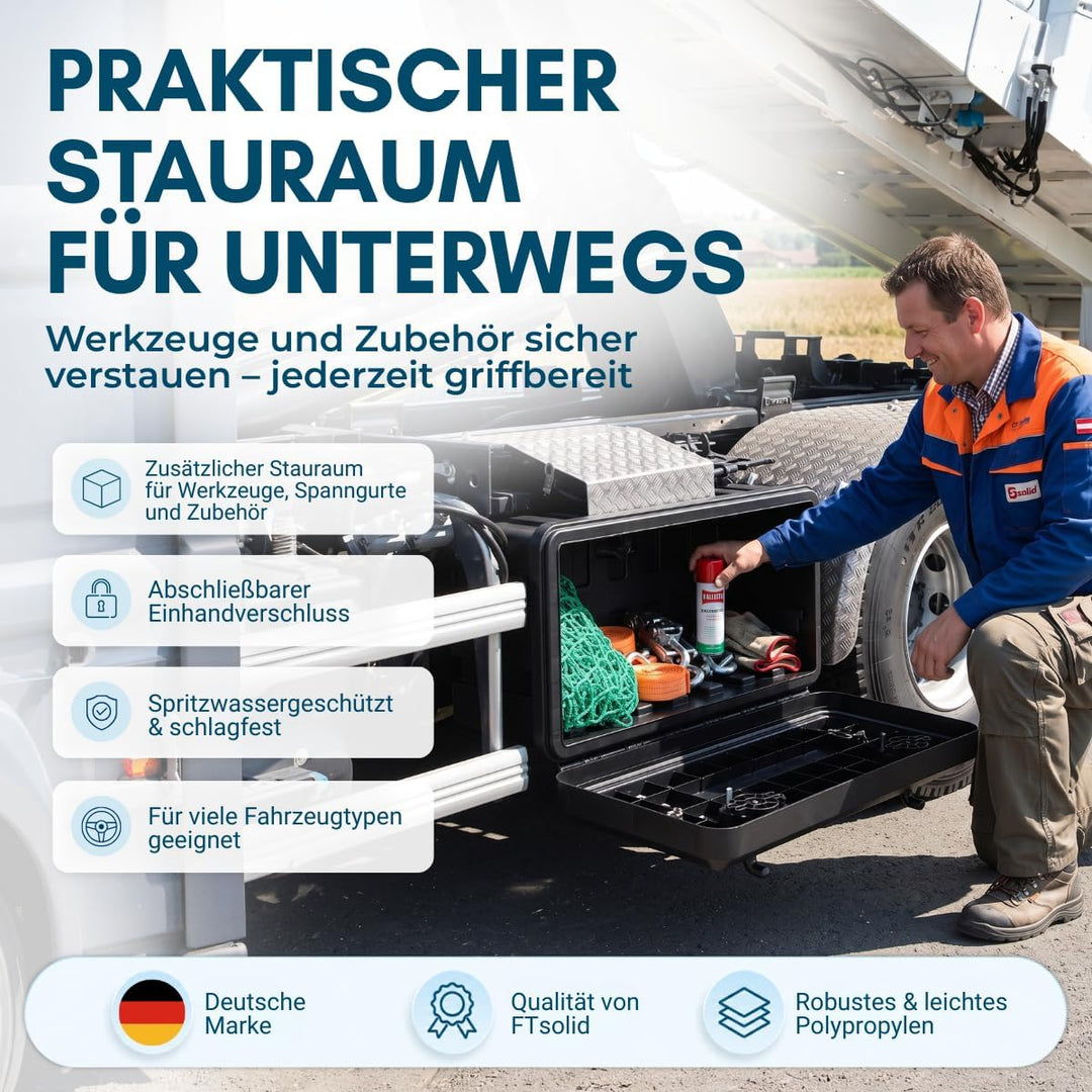 FTsolid Unterbaubox Staukasten Anhängerkiste Gurtkiste Staubox Unterflurbox Werkzeugkiste (400x350x3