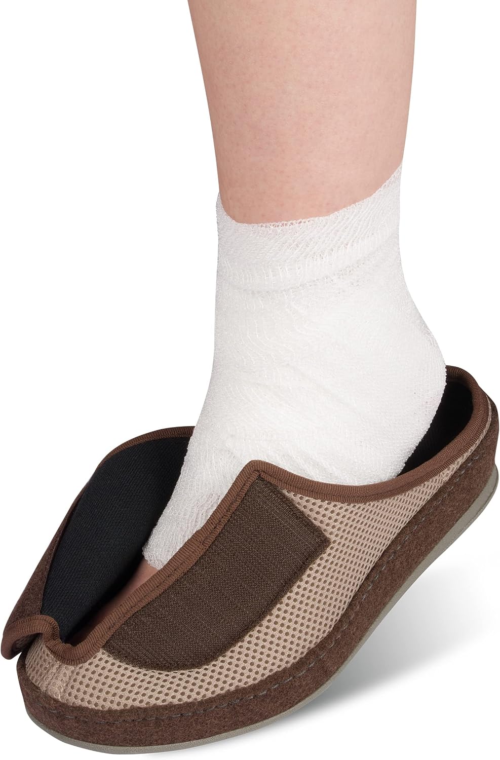 Aerosoft Klett-Pantolette 6032-4P Damen Herren Hausschuh Weite G-H rutschhemmend 36 EU Taupe, 36 EU