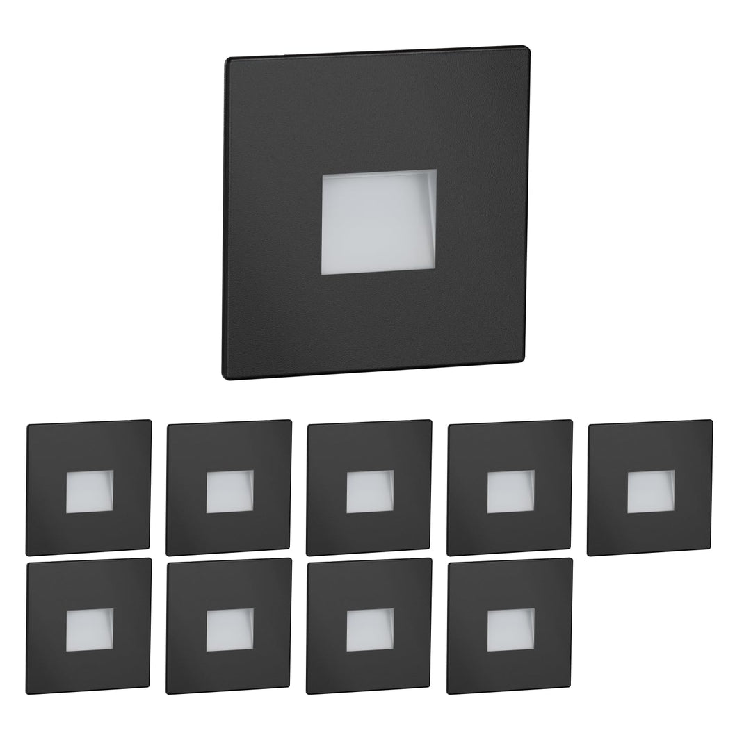 ledscom.de LED Treppenlicht/Stufenbeleuchtung FOW für innen und aussen, Downlight, eckig, schwarz, 8
