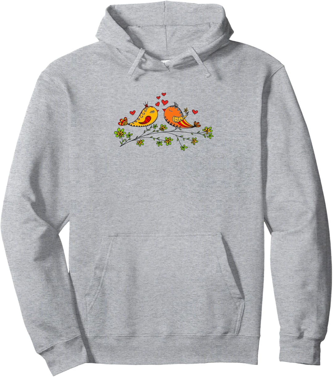 Kleine Vögel mit Herzen für Verlobung und Hochzeit Pullover Hoodie