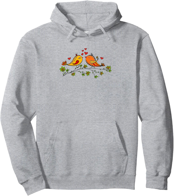 Kleine Vögel mit Herzen für Verlobung und Hochzeit Pullover Hoodie