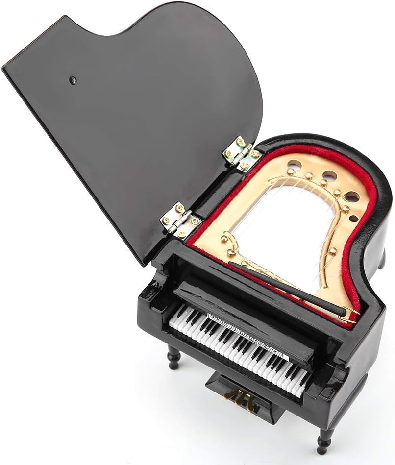 Miniatur-Klaviermodell, hölzernes Mini-Klaviermodell mit Bank und schwarzem Gehäusemusikgeschenk für