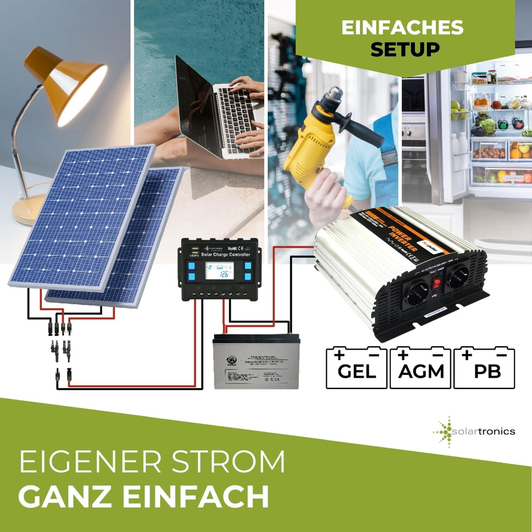 SOLARTRONICS NS1000 Spannungswandler 24V 230V modifizierter Sinus 1000W/2000W Wechselrichter 24V auf