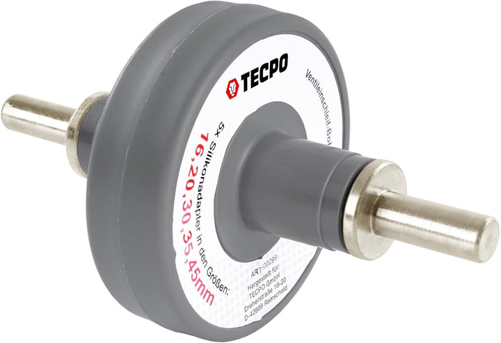TECPO Ventileinschleif-Bohrmaschinenaufsatz mit Gummiadaptern in 5 Grössen 16-45 mm und 8 mm-Schaft,