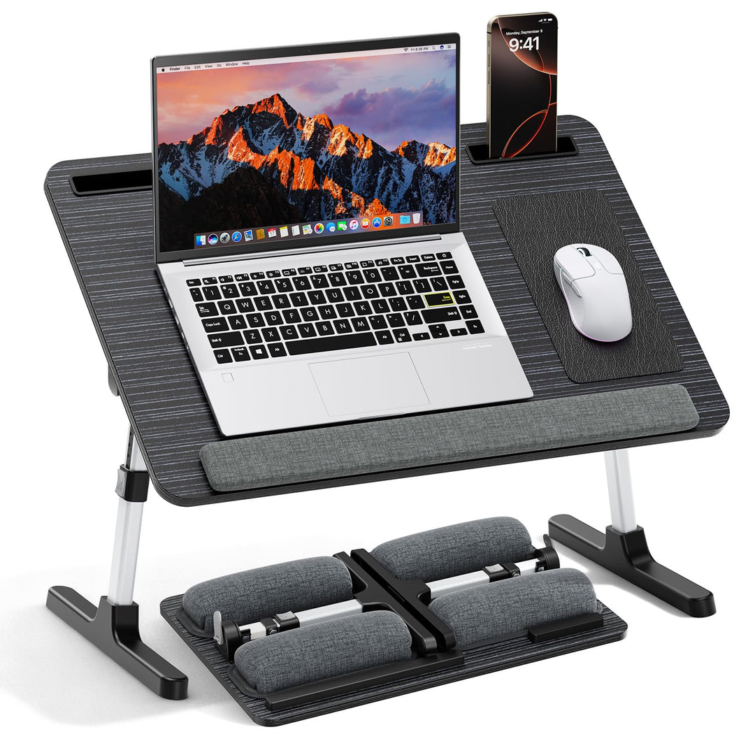 Laptoptisch für Bett 60 * 40cm, Betttisch Klappbar Höhenverstellbar und Winkelverstellbar, rutschfes