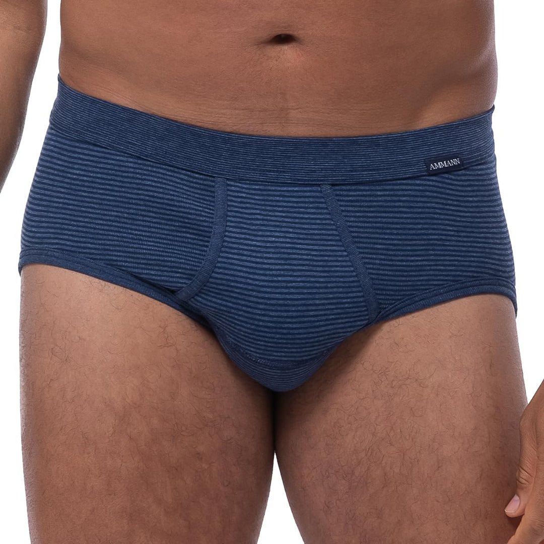 Ammann 3er Pack Jeans - Herren Sport Slip - Unterhose Feinripp mit Eingriff und weichem Komfortbund