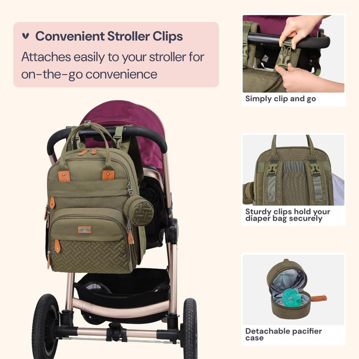 BabbleRoo Baby Wickeltasche/Rucksack, Wickelrucksack lässige Wickeltaschen Armeegrün
