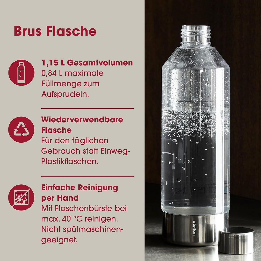 Stelton CO2 Carbonator, Brus Wassersprudler Schwarz Metallic
