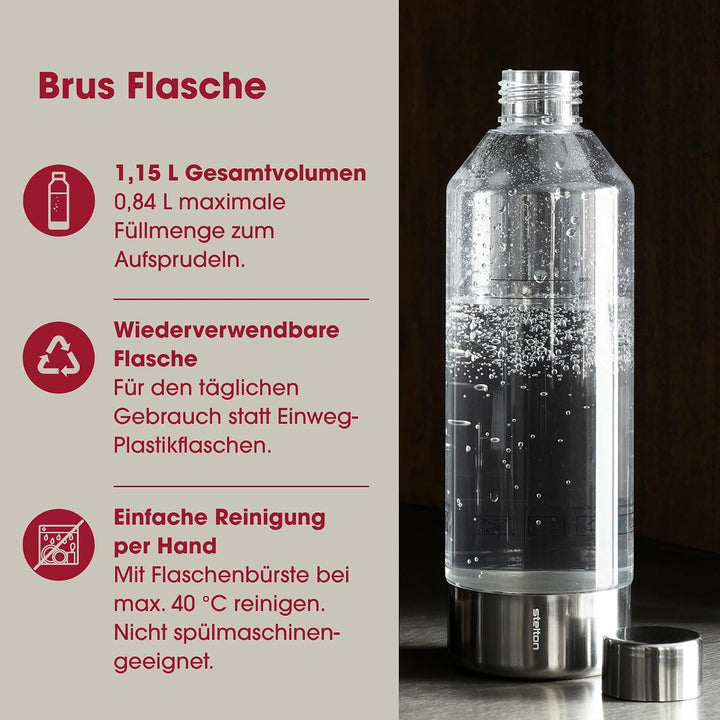 Stelton CO2 Carbonator, Brus Wassersprudler Schwarz Metallic