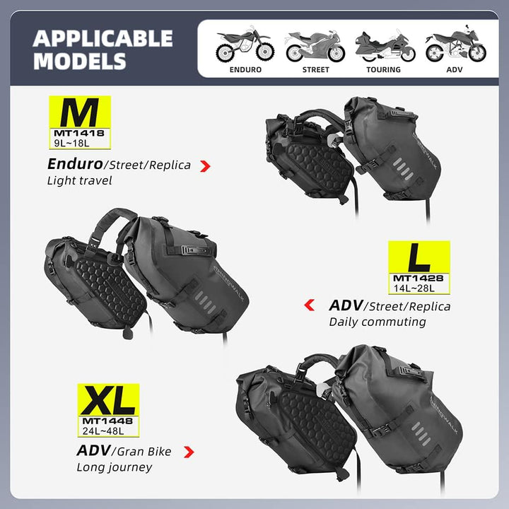Rhinowalk Motorrad-Satteltaschen Gepäckträgertasche wasserdichte Anti-Vibrations-Motorseitentaschen