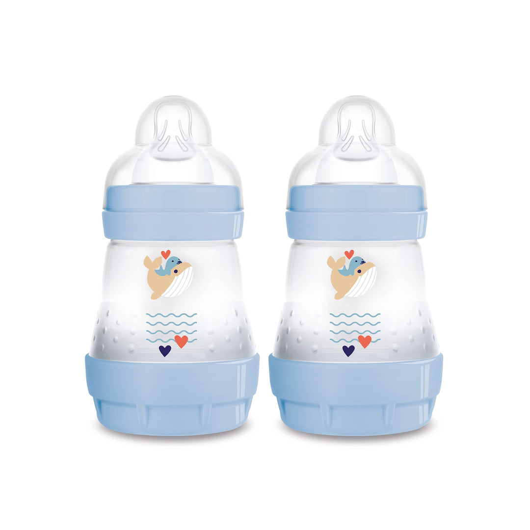 MAM Easy Start Anti-Colic Babyflasche im 2er-Set (160 ml), Milchflasche mit innovativem Bodenventil