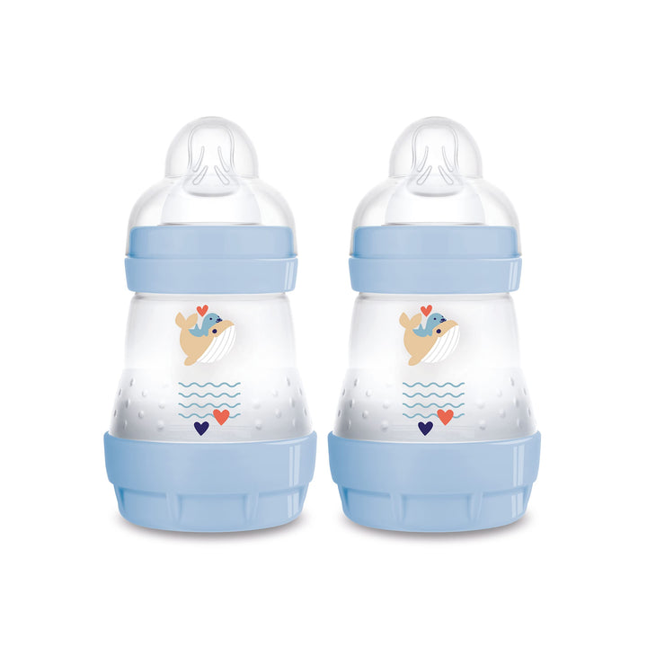 MAM Easy Start Anti-Colic Babyflasche im 2er-Set (160 ml), Milchflasche mit innovativem Bodenventil