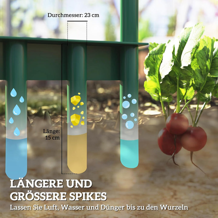 Outsunny Rasenlüfter 30cm Breite Manuell Rasenbelüfter Aerifizierer für Rasen mit rutschfest Griff,