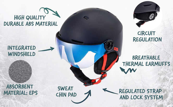 meteor Skihelm Kinder Snowboard Helm Herren Ski Helmet fur Mädchen Jungen Skihelm Damen
