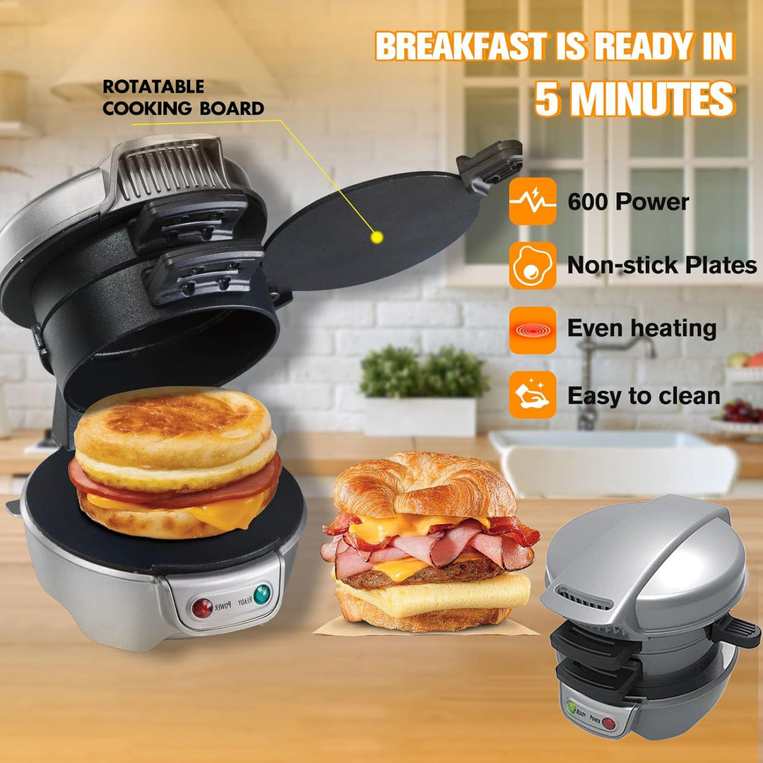 Sandwich Toaster Burger Maker, Effiziente Antihaft Heizplatten, Mit Digitalem Countdown-Timer, Spülm