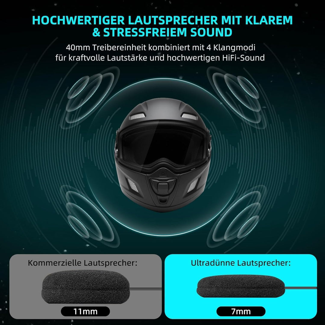 R18 Motorrad Headset with Intercom ，für 10 Personen und 2000 m Reichweite Kommunikationssystemmit, H
