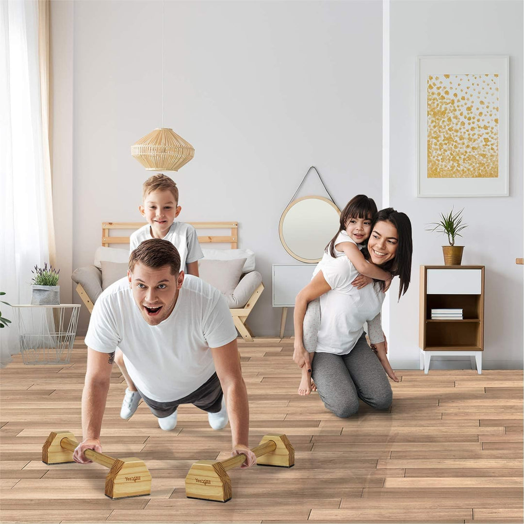 Yes4All Liegestützgriffe, Holz/Stahl Parallettes, Grosser Push Up Bar &amp; Dip Barren, Rutschfeste Lieg