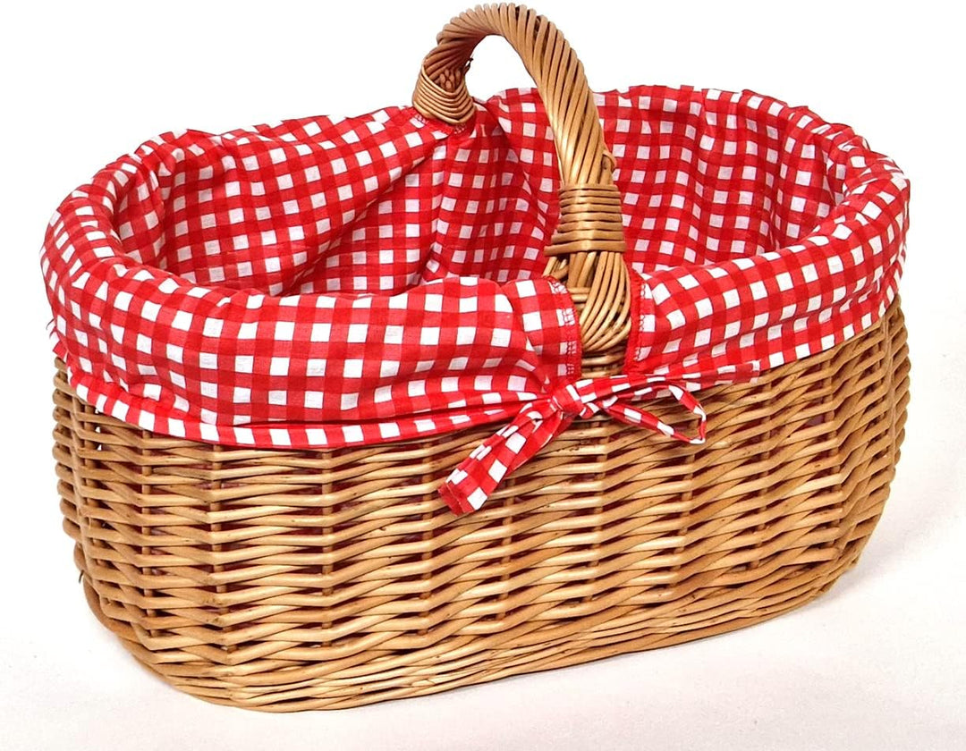Tigana Einkaufskorb Pilzkorb aus Weide 44 x 30 cm mit Textileinlage