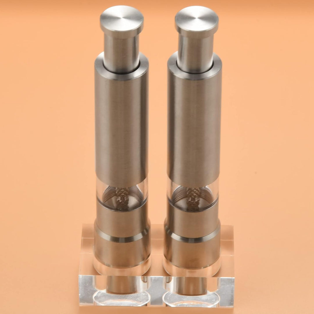 Salz und Pfeffer Set Von 2, Pfeffer Salzstreuer Aus Edelstahl Druck Knopf Manuelles Glassalz und Pfe