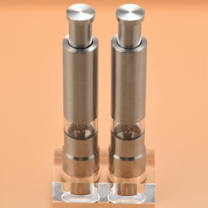 Salz und Pfeffer Set Von 2, Pfeffer Salzstreuer Aus Edelstahl Druck Knopf Manuelles Glassalz und Pfe